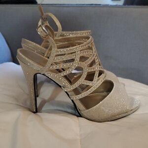 Caparros Glittering Gold Strappy Heels